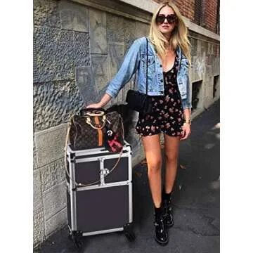 OUDMAY Makeup Case - Stylish & Durable Rolling Storage