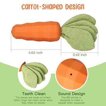 ETIAL Carrot Dog Toys for Aggressive Chewers Super Chewers Tough & Durable Rubber Indestructible Big...