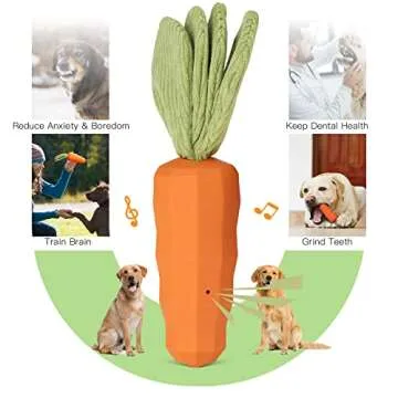 ETIAL Carrot Dog Toys for Aggressive Chewers Super Chewers Tough & Durable Rubber Indestructible Big Dog Chew Toys for Medium Large Breed