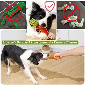 ETIAL Carrot Dog Toys for Aggressive Chewers Super Chewers Tough & Durable Rubber Indestructible Big Dog Chew Toys for Medium Large Breed