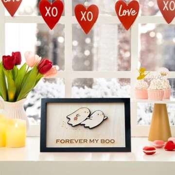 Personalized Valentines Day Gifts- Forever My Boo sign, Cute Ghost Decor, Spooky Decor, Kawaii Decor...
