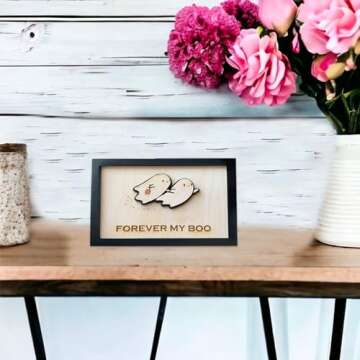 Personalized Valentines Day Gifts- Forever My Boo sign, Cute Ghost Decor, Spooky Decor, Kawaii Decor, Sweet Funny Valentine's Day Romantic Gifts for Couples Boyfriend Husband Fiance Wife Girlfriend
