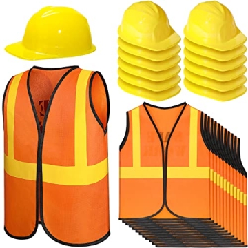 SATINIOR 24 Pieces Construction Worker Costume Set for Kids Birthday Parties & Play
