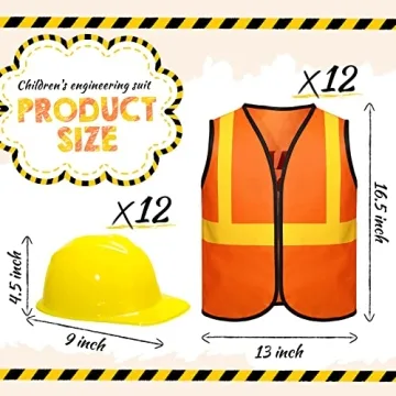 Construction Worker Costume Set for Kids Parties | 24 Pieces