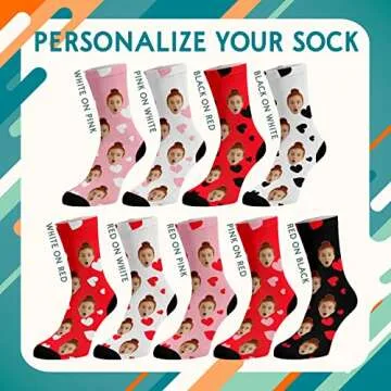 Custom Photo Face Socks with Hearts - Perfect Personalized Gifts for All Occasions