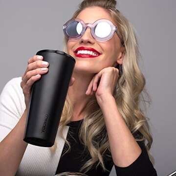 Corkcicle Tumbler-Dipped Collection-Triple Insulated Stainless Steel Travel Mug, Dipped Blackout, 16 oz