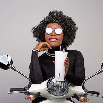 Corkcicle Tumbler-Dipped Collection-Triple Insulated Stainless Steel Travel Mug, Dipped Blackout, 16 oz