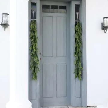 Artificial Christmas Garlands- Real Touch Norfolk Pine Garland Faux Greenery Fake Garland for Holiday, Fireplace, Mantle, Indoor Decor (1 Pcs,6 Feet)