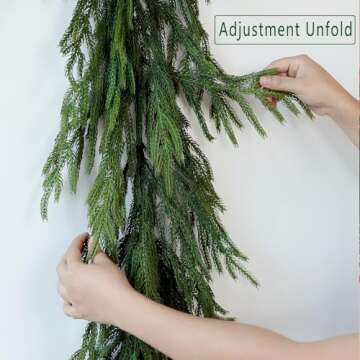Artificial Christmas Garlands- Real Touch Norfolk Pine Garland Faux Greenery Fake Garland for Holiday, Fireplace, Mantle, Indoor Decor (1 Pcs,6 Feet)