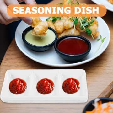 Healeved 2PCS Ceramic Serving Platter 3 Compartment Appetizer Serving Tray Divided Sauce Dishes Divi...