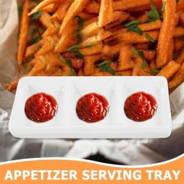 Healeved 2PCS Ceramic Serving Platter 3 Compartment Appetizer Serving Tray Divided Sauce Dishes Divided Serving Platter Serving Dishes for Entertaining 5.9x2.6 in