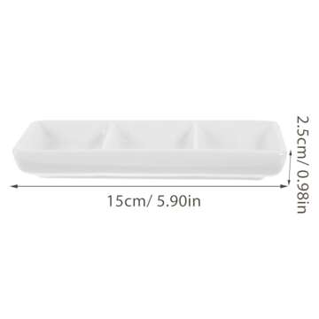 Healeved 2PCS Ceramic Serving Platter 3 Compartment Appetizer Serving Tray Divided Sauce Dishes Divided Serving Platter Serving Dishes for Entertaining 5.9x2.6 in