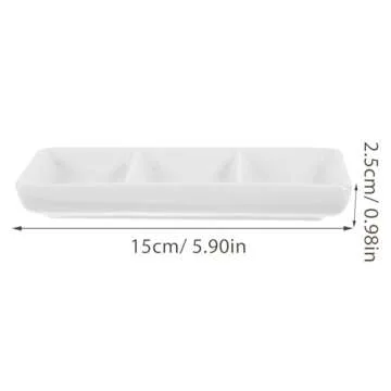 Healeved 2PCS Ceramic Serving Platter 3 Compartment Appetizer Serving Tray Divided Sauce Dishes Divided Serving Platter Serving Dishes for Entertaining 5.9x2.6 in