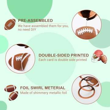 36 Pcs Football Hanging Swirls for Super Bowl Parties
