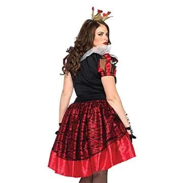 Leg Avenue Women's Plus 2pc.Plus Size Royal Queen, Satin Dress and Crown Headpiece, Black/Red, 3X / 4X