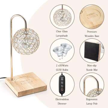 Marycele Candle Warmer Lamp with Timer, Home Decor Mothers Day Gifts for Mom, Gold Diamond Lamp with...