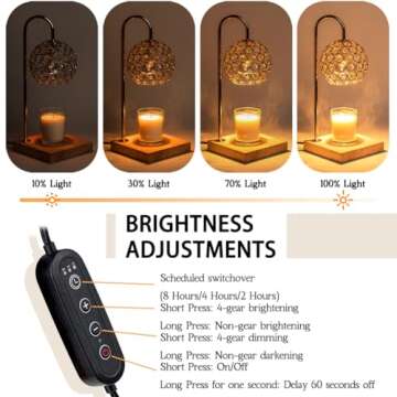 Marycele Candle Warmer Lamp with Timer, Home Decor Mothers Day Gifts for Mom, Gold Diamond Lamp with 2 Bulbs, Western Bedroom Accessories, Birthday Gifts for Women, Wax Warmer Lamp, Round Diamond