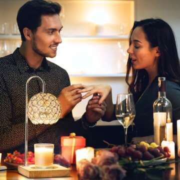 Marycele Candle Warmer Lamp with Timer, Home Decor Mothers Day Gifts for Mom, Gold Diamond Lamp with 2 Bulbs, Western Bedroom Accessories, Birthday Gifts for Women, Wax Warmer Lamp, Round Diamond