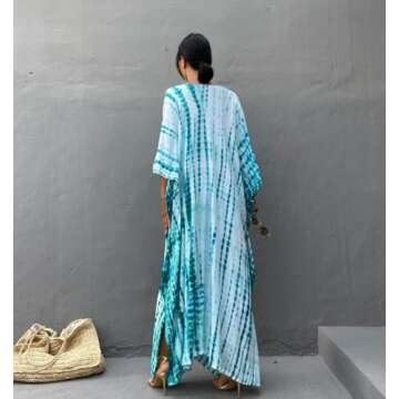 Bsubseach Kaftan Dresses for Women 2025 Plus Size Swimsuit Cover Up Tie Dye Caftan Maxi Dress Loungewear