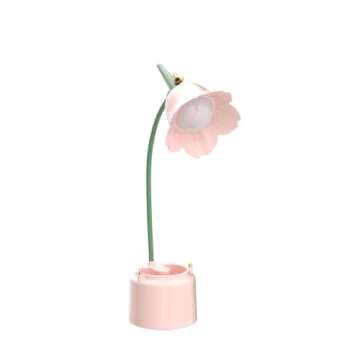 Neporal Small Desk Lamp, Rechargeable LED Desk Lamp Touch Control with 360° Bendable Adjustable Neck, Kawaii Room Accessories, Dimmable Cute Desk Lamp, Pink