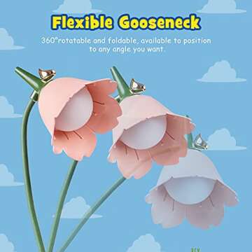 Neporal Small Desk Lamp, Rechargeable LED Desk Lamp Touch Control with 360° Bendable Adjustable Neck, Kawaii Room Accessories, Dimmable Cute Desk Lamp, Pink