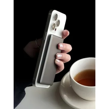 TORRAS MiniMag Power Bank, 5,000mAh Wireless Portable Charger with USB-C Cable, [Ultimate Slim] Fast Charging Durable Magnetic Battery Pack for iPhone 15 Pro Max /15 Pro/15/14/13/12, Glacier Gray