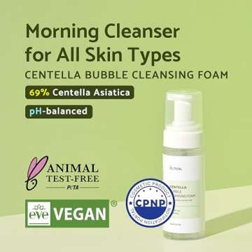 IUNIK Centella Bubble Foaming Vegan Facial Cleanser - Soothing & Gentle with 69% Centella Asiatica E...