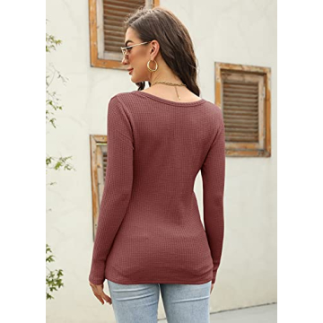Stylish Women's V Neck Waffle Knit Top for All Occasions