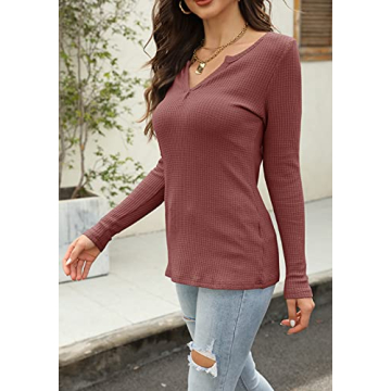 Stylish Women's V Neck Waffle Knit Top for All Occasions