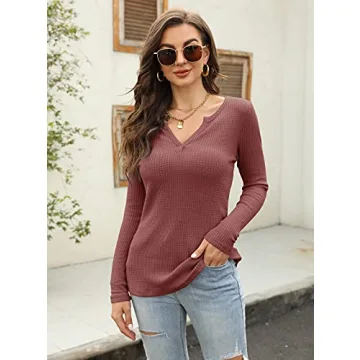 Stylish Women's V Neck Waffle Knit Top for All Occasions