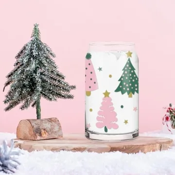 AnyDesign 2 Pack Christmas Drinking Glasses with Lids