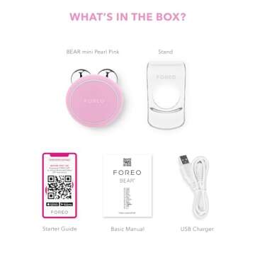 FOREO BEAR Mini Microcurrent Facial Device - Face Sculpting Tool - Firm & Contour - Reduce Double Chin - Non-Invasive - Increases Absorption of Facial Skin Care Products - Pearl Pink