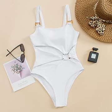 YIMISAN Chic Women's One Piece Swimsuit White Monokini