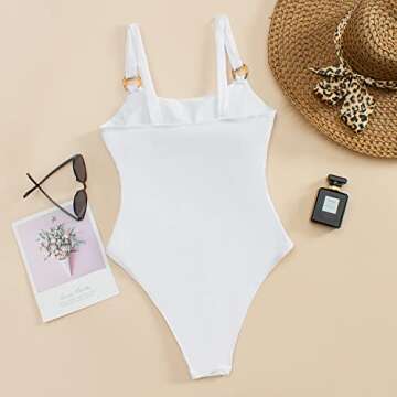 YIMISAN Chic Women's One Piece Swimsuit White Monokini