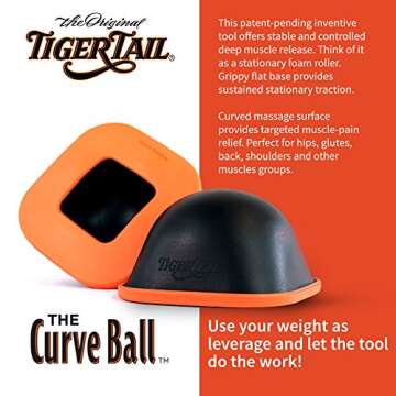 Tiger Tail Curve Ball - High Density Stationary Muscle Release for Back, Legs, Glutes, Hips, Psoas, ...