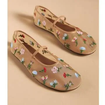 Dsevht Comfortable Mesh Ballet Flats for Women
