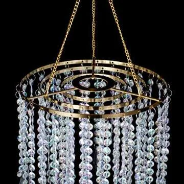 Sunli House Modern Mini Chandelier Shade,H12.9 X W8.66 Chandeliers Light Fixture Sparkling Decorations for Wedding Centerpiece Lampshade with Acrylic Jewel Droplets
