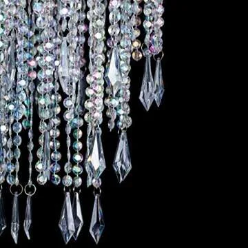Sunli House Modern Mini Chandelier Shade,H12.9 X W8.66 Chandeliers Light Fixture Sparkling Decorations for Wedding Centerpiece Lampshade with Acrylic Jewel Droplets