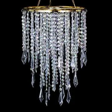 Sunli House Modern Mini Chandelier Shade,H12.9 X W8.66 Chandeliers Light Fixture Sparkling Decorations for Wedding Centerpiece Lampshade with Acrylic Jewel Droplets