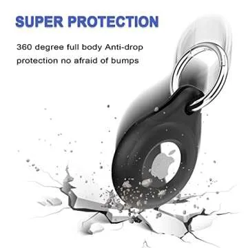 4-Pack Airtag Holder for Apple Airtag,Premium Black Silicone Airtag Case,Perfect Airtag Keychain wit...