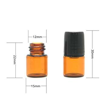 Furnido 25 Pack 1ml Amber Glass Roll on Bottle For Essential Oils,Perfume Vial with Stainless Steel Roller Ball,Black Caps Mini Sample Vials Cosmetics Small Container