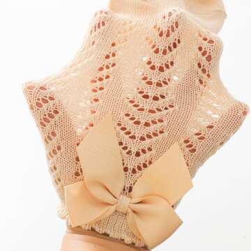 Taous Assam Baby Girls Knee High Socks Toddler Bow Mesh Long Stockings Infants Thin Socks For Spring Summer