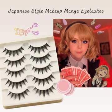 5 Pairs Cosplay Manga Lashes 3D Little Devil Spiky Eyelash Cute Doll Anime Lashes Japanese Style Mak...