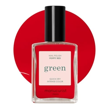 MANUCURIST Green Nail Polish Poppy Red - Eco-Friendly & Long-Lasting 9-Free Nail Polish 0.5 fl oz