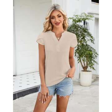 SimpleFun Short Sleeve Chiffon Blouses for Women