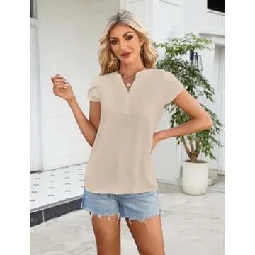 SimpleFun Short Sleeve Chiffon Blouses for Women