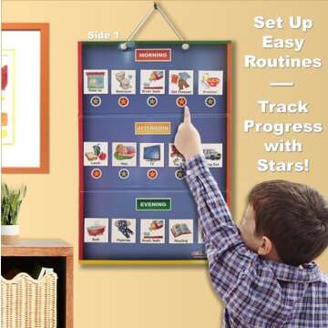 SchKIDules Home-Themed Magnetic Visual Schedule & Reward Chart w/129 Colorful Magnets & 2-Sided 18?...