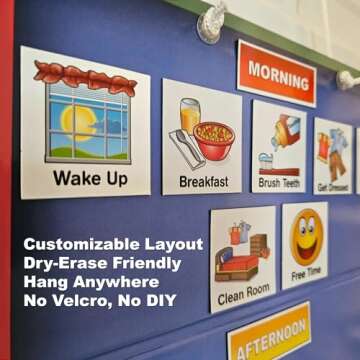 SchKIDules Home-Themed Magnetic Visual Schedule & Reward Chart w/129 Colorful Magnets & 2-Sided 18” Folding Board; for Daily Routines, Chores, Behavioral Supports, Kids’ Calendar, ADHD & Autism Tools