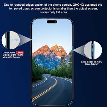 QHOHQ 3 Pack Privacy Screen Protector for iPhone 15 Pro Max [6.7 Inch] with 3 Pack Camera Lens Protector, Anti Spy Tempered Glass Film, 9H Hardness, HD, Bubble Free, Case Friendly - Black