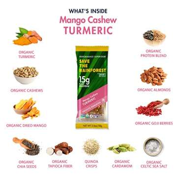 SAVE THE RAINFOREST Bars | Mango Cashew Turmeric | 15G Protein